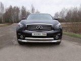 Защита передняя двойная из нержавейющей стали с ДХО для Инфинити QX70 Защита передняя двойная из нержавейющей стали с ДХО для Инфинити QX70