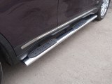 Пороги овальные из нержавейки с накладкой для Инфинити QX70 Пороги овальные из нержавейки с накладкой для Инфинити QX70