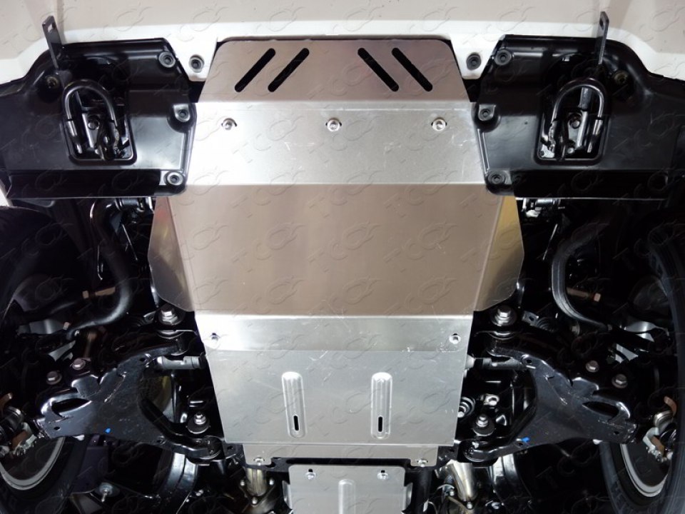 Защита днища алюминий, комплект 4части для Тойота Ленд Круизер 200, 2015-