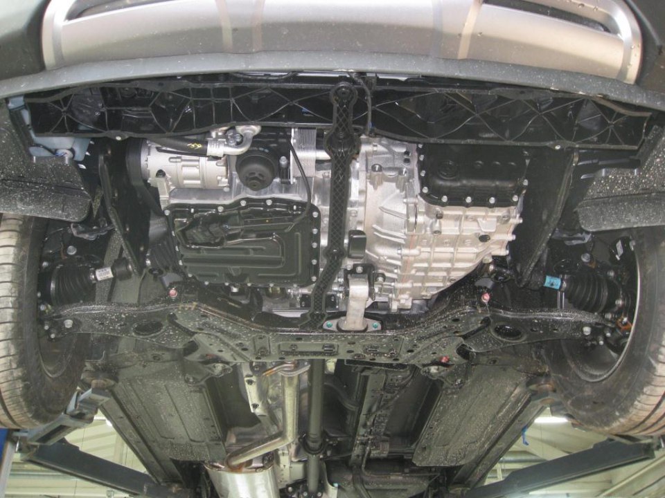 Защита картера двигателя и КПП сталь Хендай Санта Фе 2012-