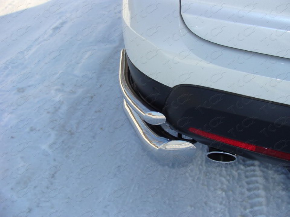 Защита заднего бампера (уголки) двойные для Форд Эксплорер 2011-