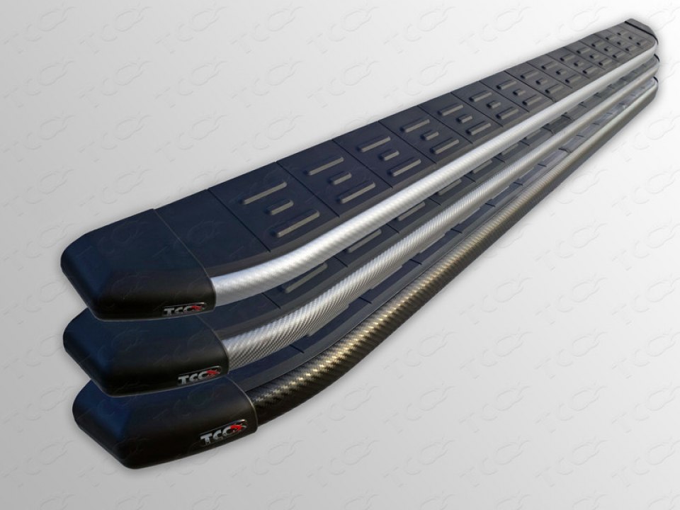 Подножки алюминиевые с пластиковой накладкой карбон для Лексус RX200t, 2015-